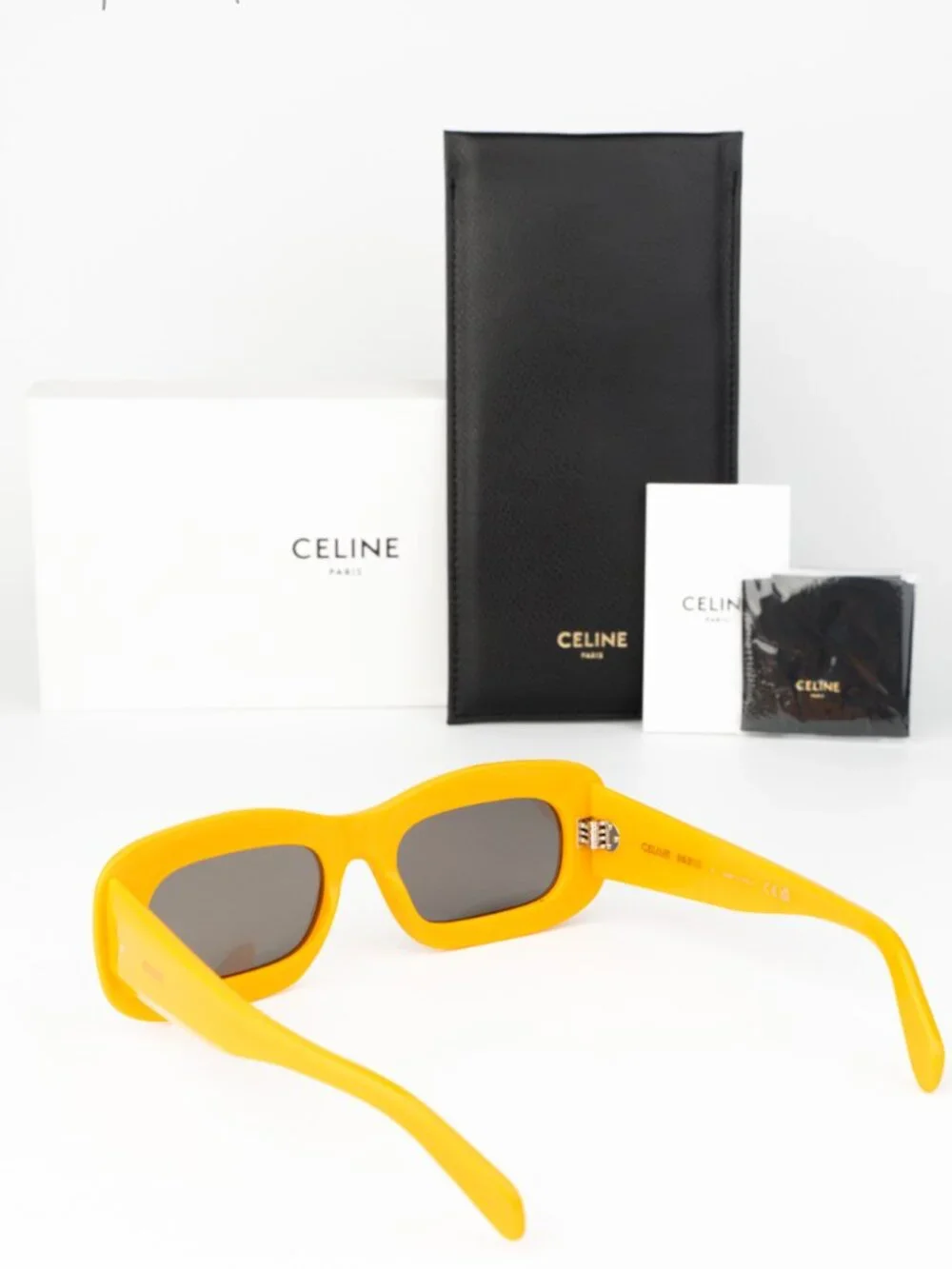 Celine Men Sunglasses Glossy Orange Grey Rectangle CL40294I 42A NEW AUTHENTIC